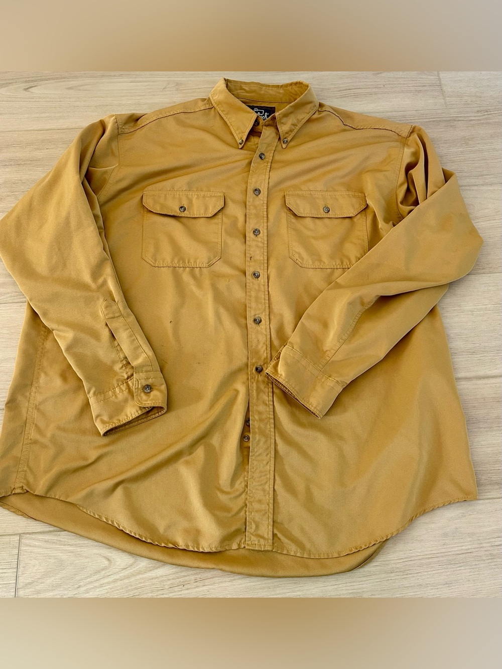Unisex Vintage 80s Woolrich Button Up Shirt in Mustard Yellow